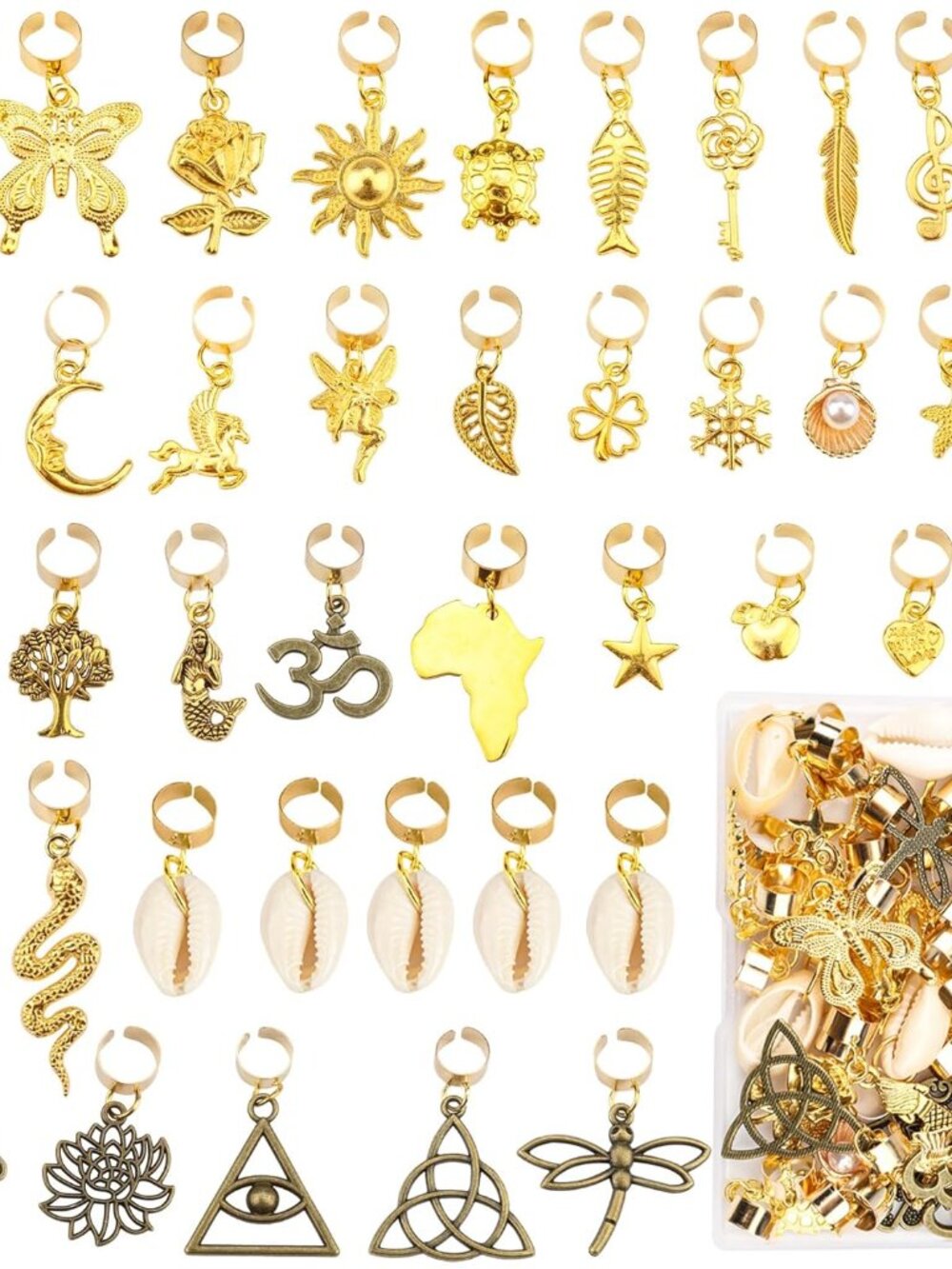 40 Pcs Locs Hair Jewelry Braids Hair Clips Adjustable Hair Cuffs African Style D